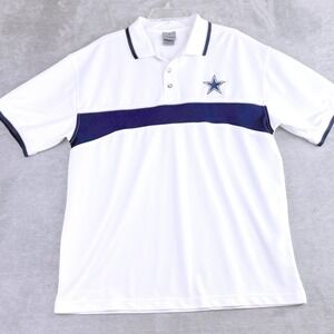 Dallas Cowboys Authentic Apparel Mens Large White Polo Shirt NFL Football